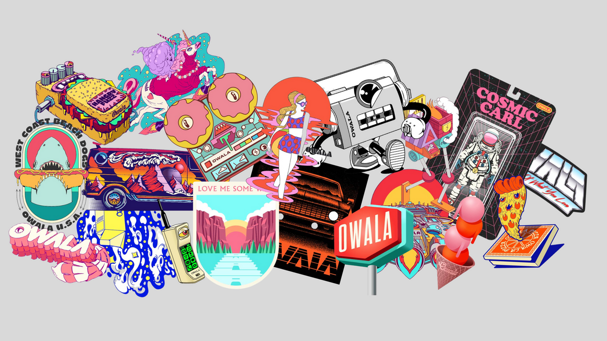 a wide variety of assorted bottle stickers